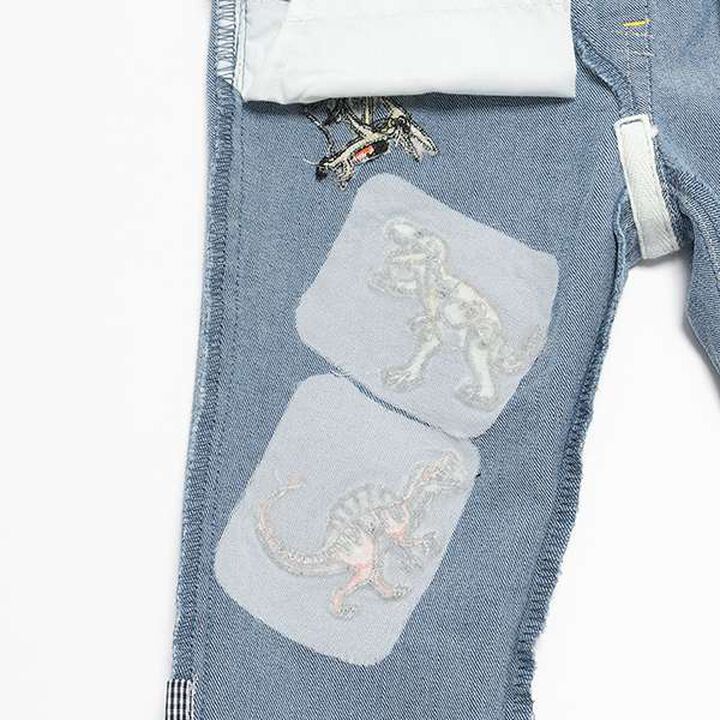 Dinosaur Embroidery Long Tapered Pants,Navy, medium image number 9