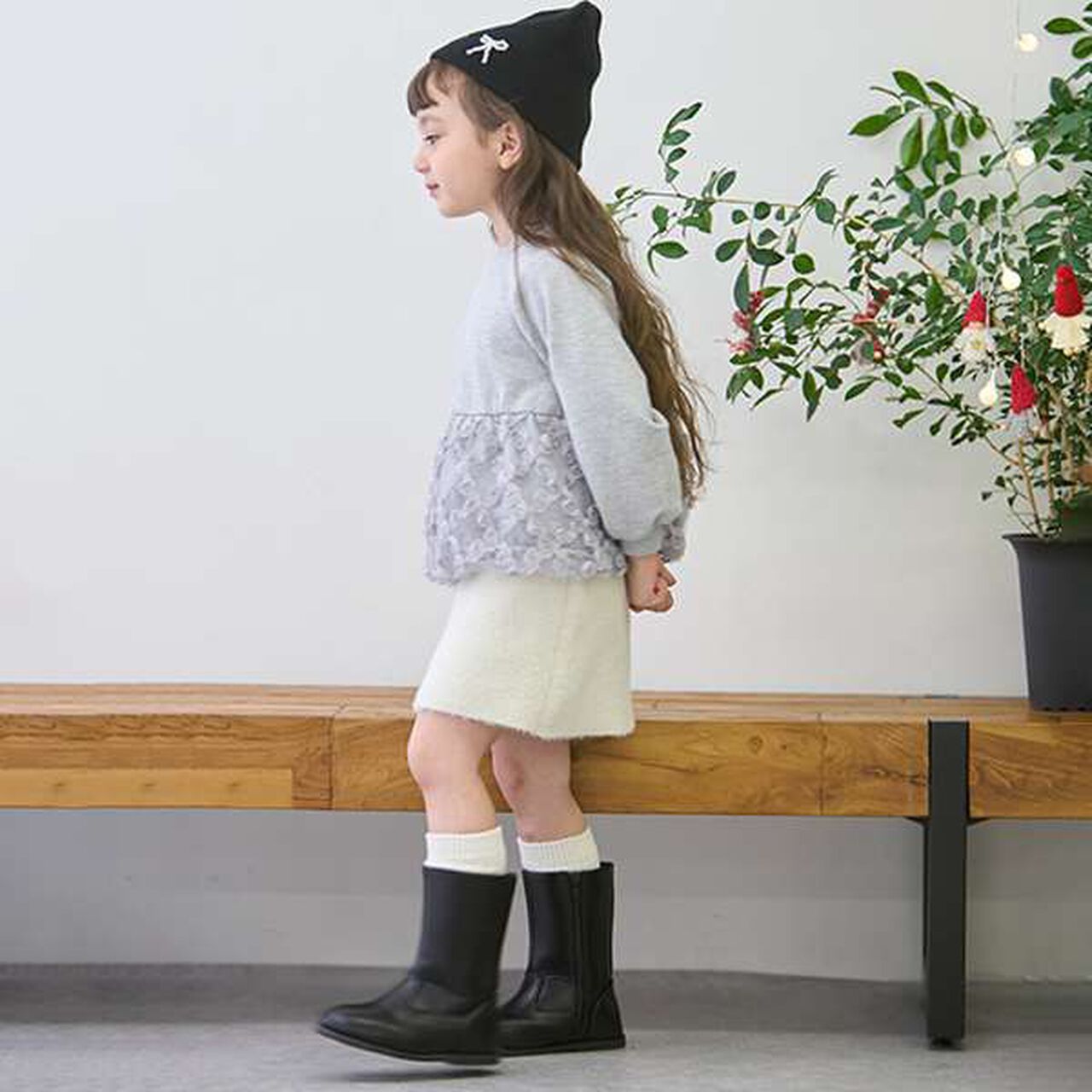 [Link] Lame Knit Skirt,Ivory, large image number 14