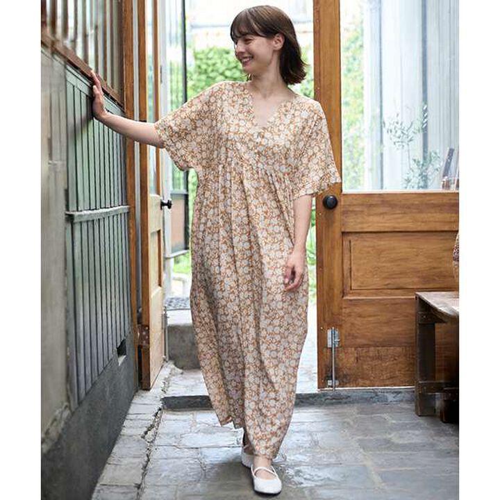 [Link] All-Over Pattern Shirred One-Piece Dress (Kids Size),Light beige, medium image number 9