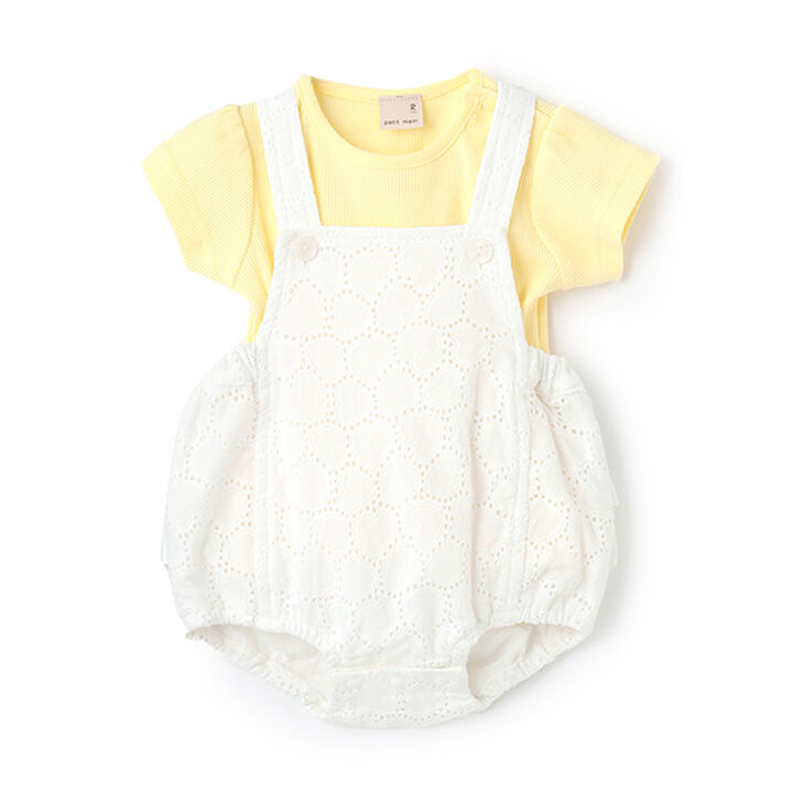 Heart Lace Overalls,Off white, medium image number 0