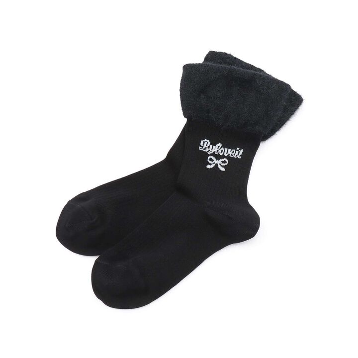 Partial Shaggy Crew Socks,Black, medium image number 0