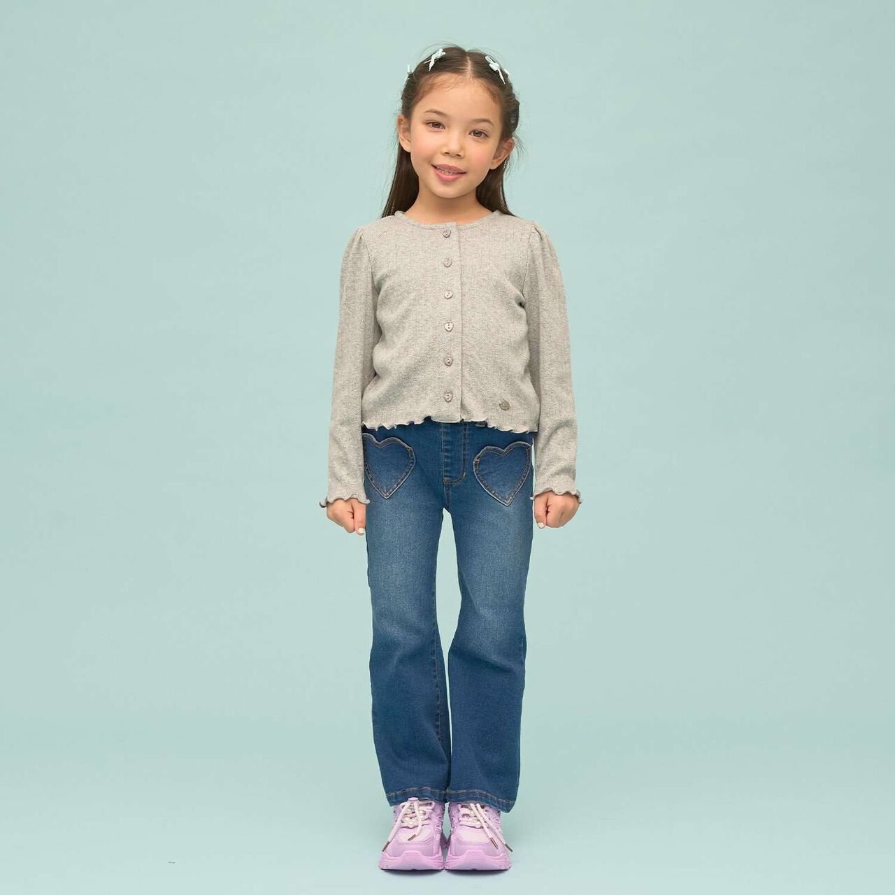 [UV Processing] Patterned Mesh Cardigan,Blue gray, large image number 33