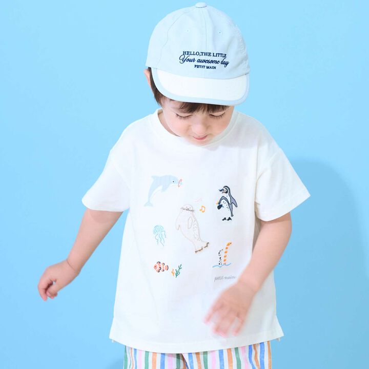 [Cool Touch] Sea Creature Appliqu&eacute; Short Sleeve T-Shirt,Off white, medium image number 0