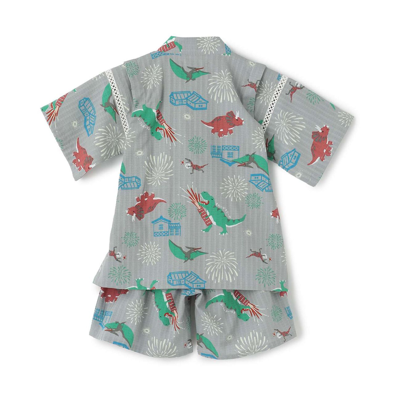 Dinosaur Print Jinbei,Gray, large image number 1