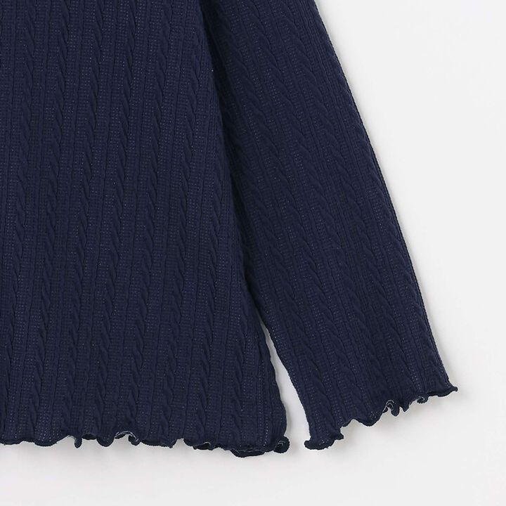 Cable Frill Cardigan [Made in Japan],Navy, medium image number 3