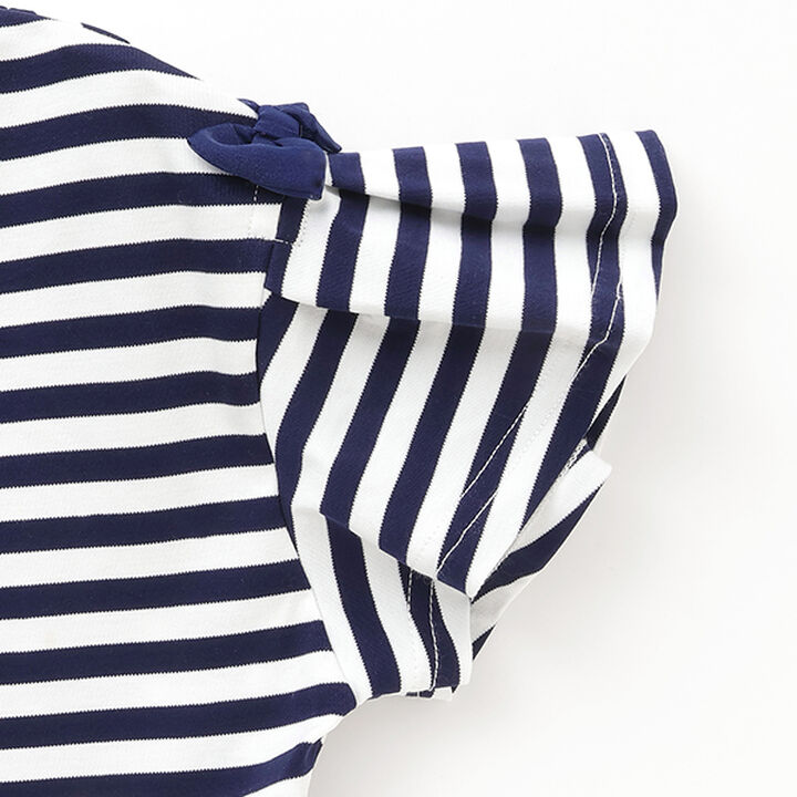 Necklace Embroidery Stripe Pattern One-Piece Dress,Navy, medium image number 14
