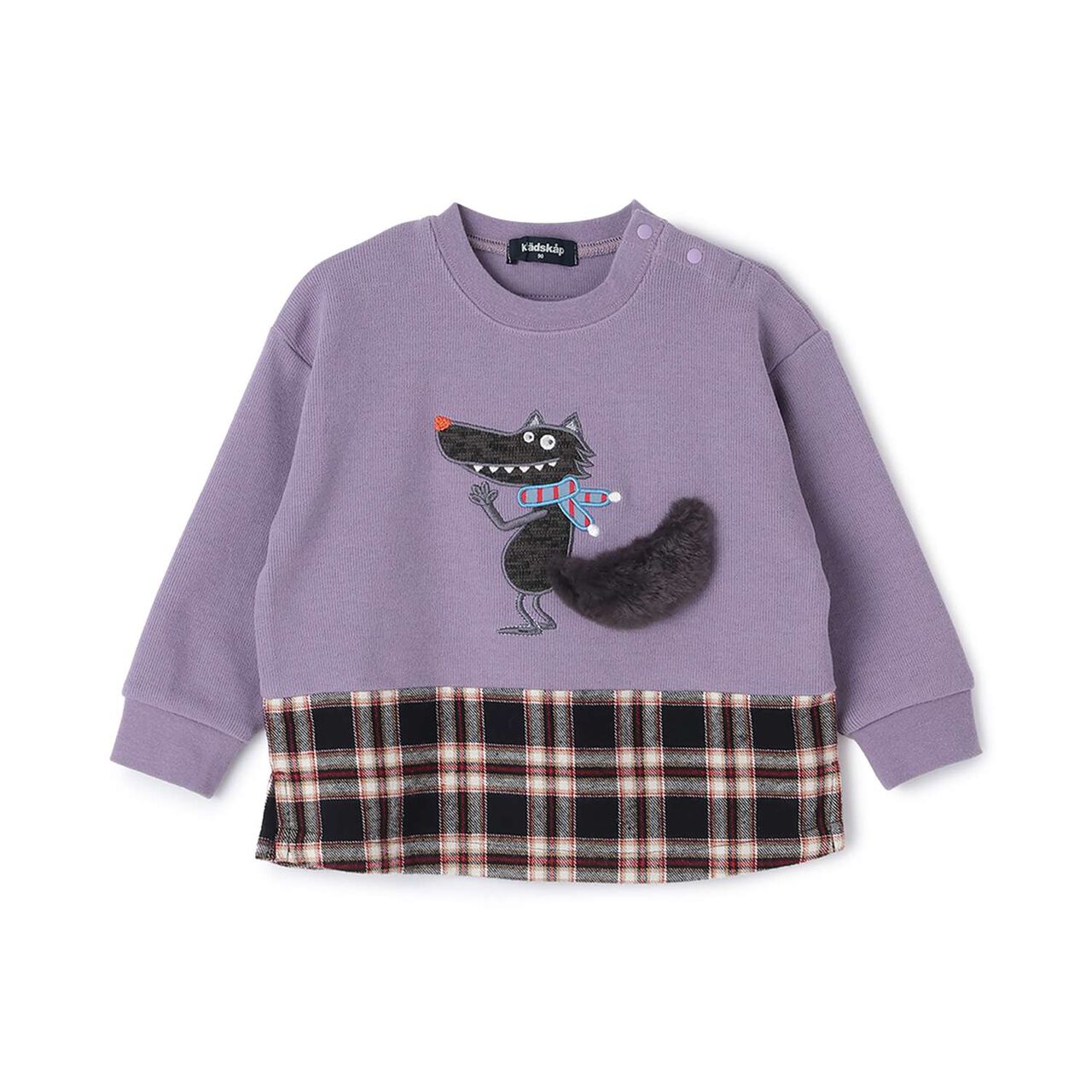 Wolf Hem Checkered Sweatshirt,Smoke white, large image number 8