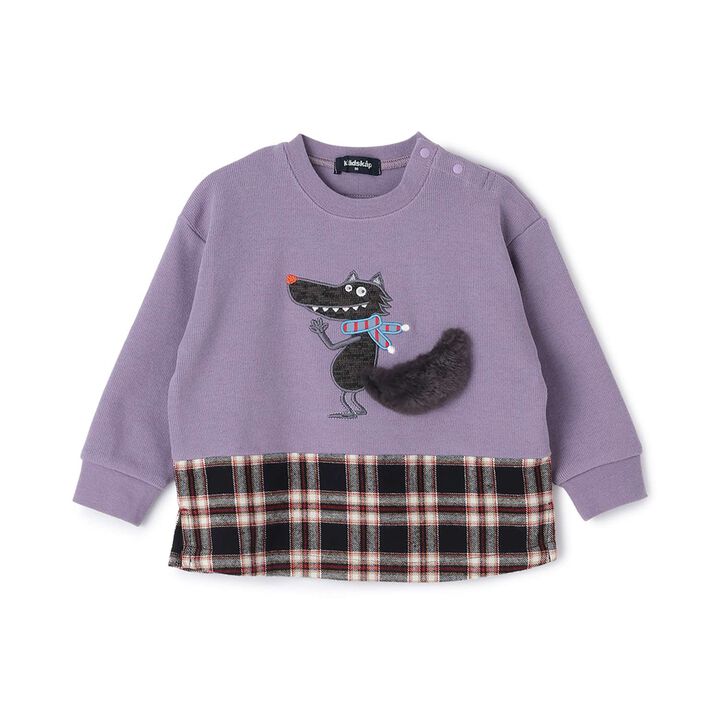 Wolf Hem Checkered Sweatshirt,Smoke white, medium image number 8