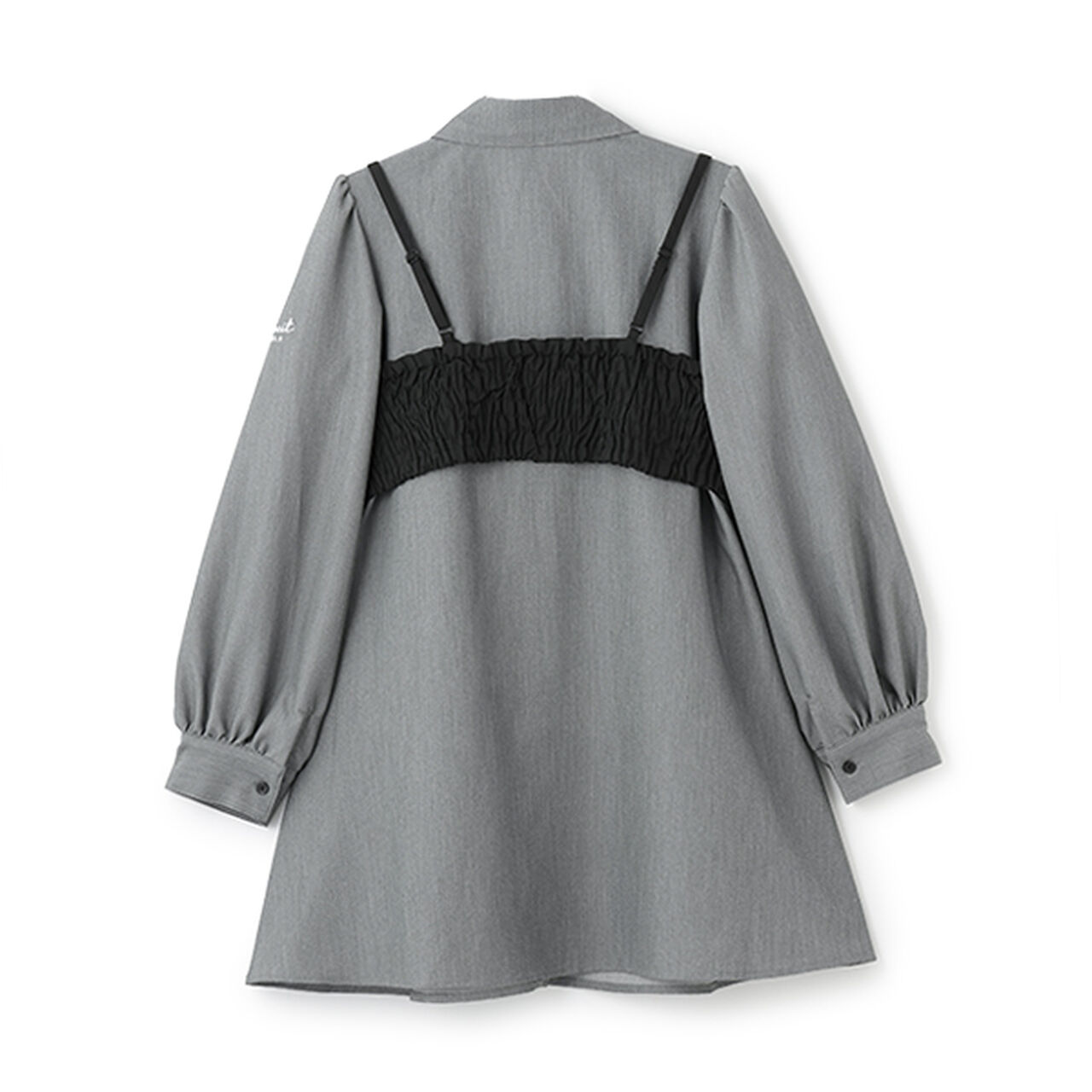 Shirt Dress with Ribbon Bustier,Gray, large image number 1