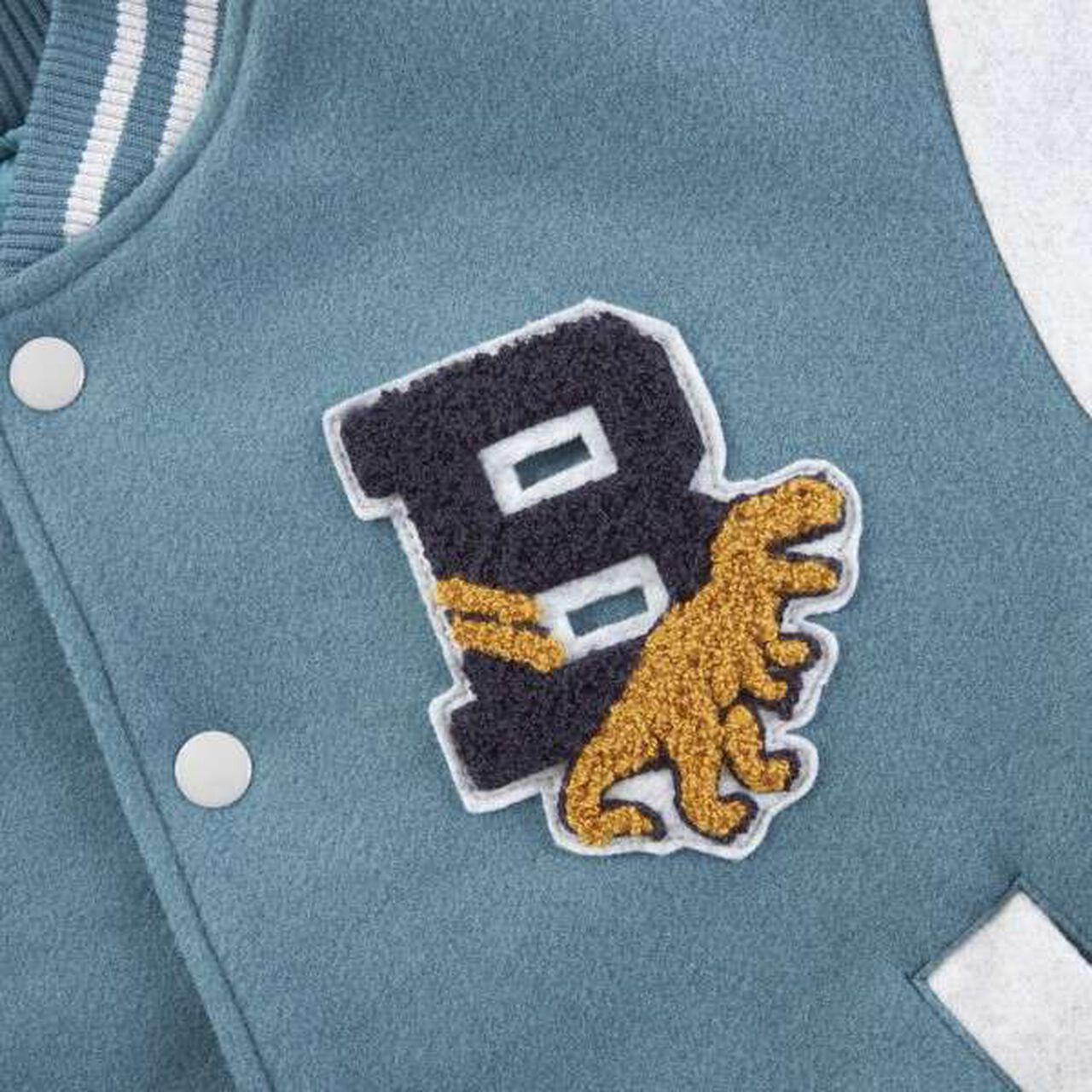 KP Boy Dinosaur Patch Stadium Jacket (90 to 130),Black, large image number 10