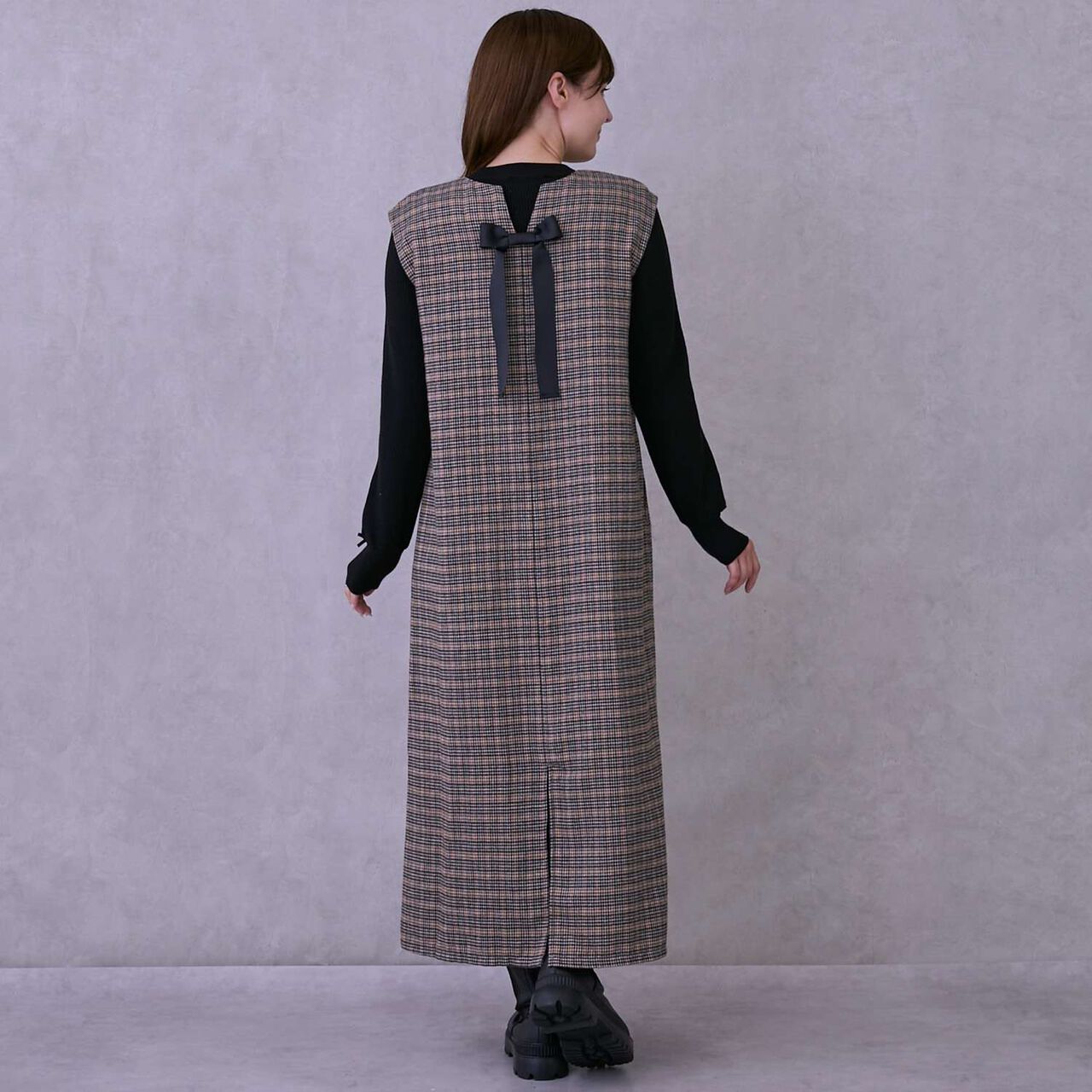 Parent-Child Matching Ribbon Jumper Skirt,Gray, large image number 1