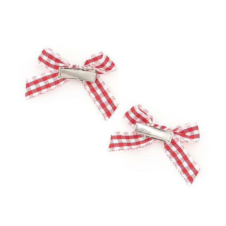 Check Ribbon Mini Hair Clips 6P Set,Black, medium image number 5