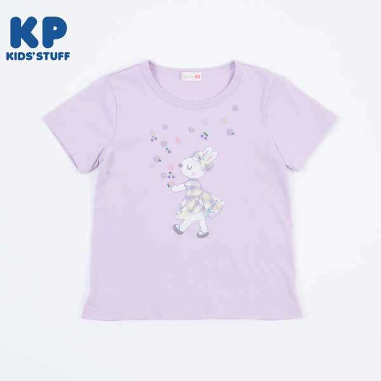 Checkered Bunny Appliqu&eacute; Short-Sleeve T-Shirt (100-130),Off white, large image number 9