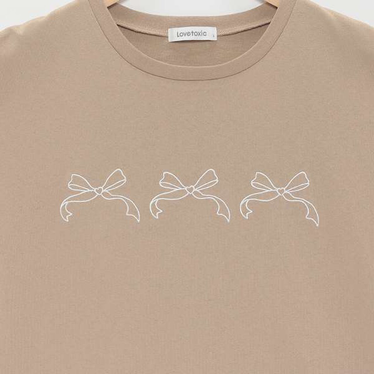 Ribbon Embroidered Half T-Shirt,Mocha tea, large image number 19