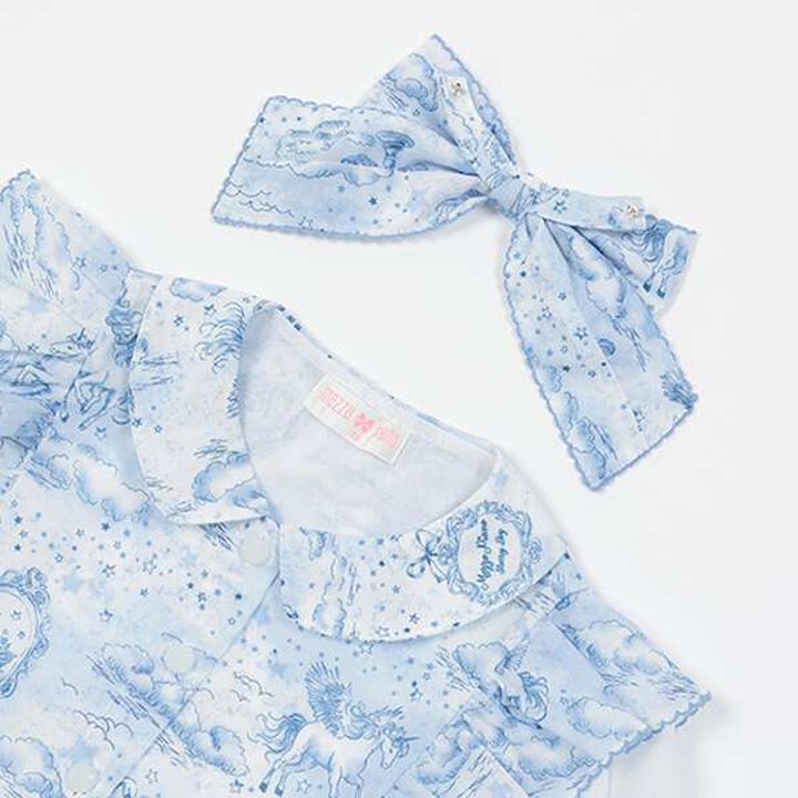 Frill Bow Tie Blouse,Blue, medium image number 9