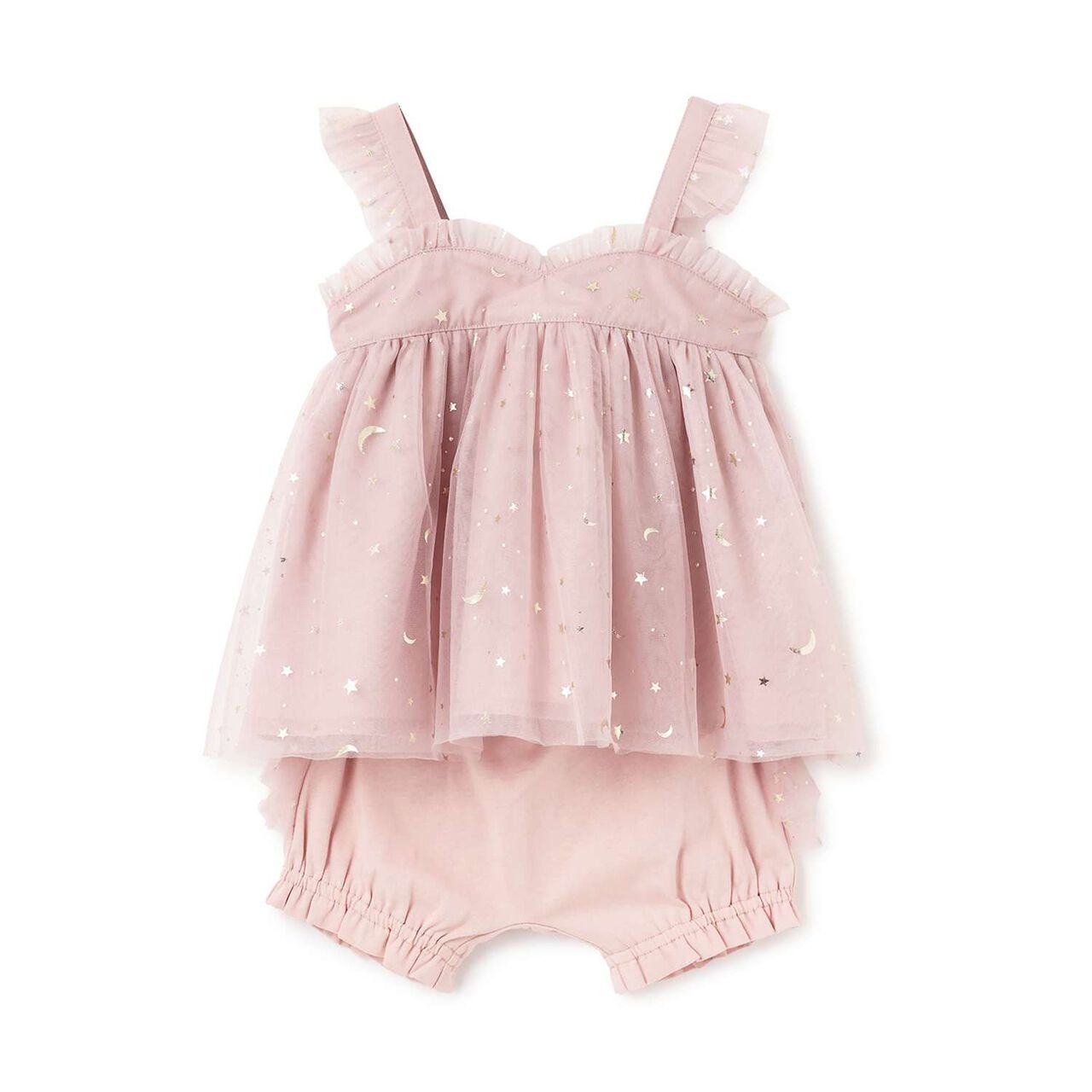 Star Tulle One-Piece Dress Suit,Pearl white, large image number 13