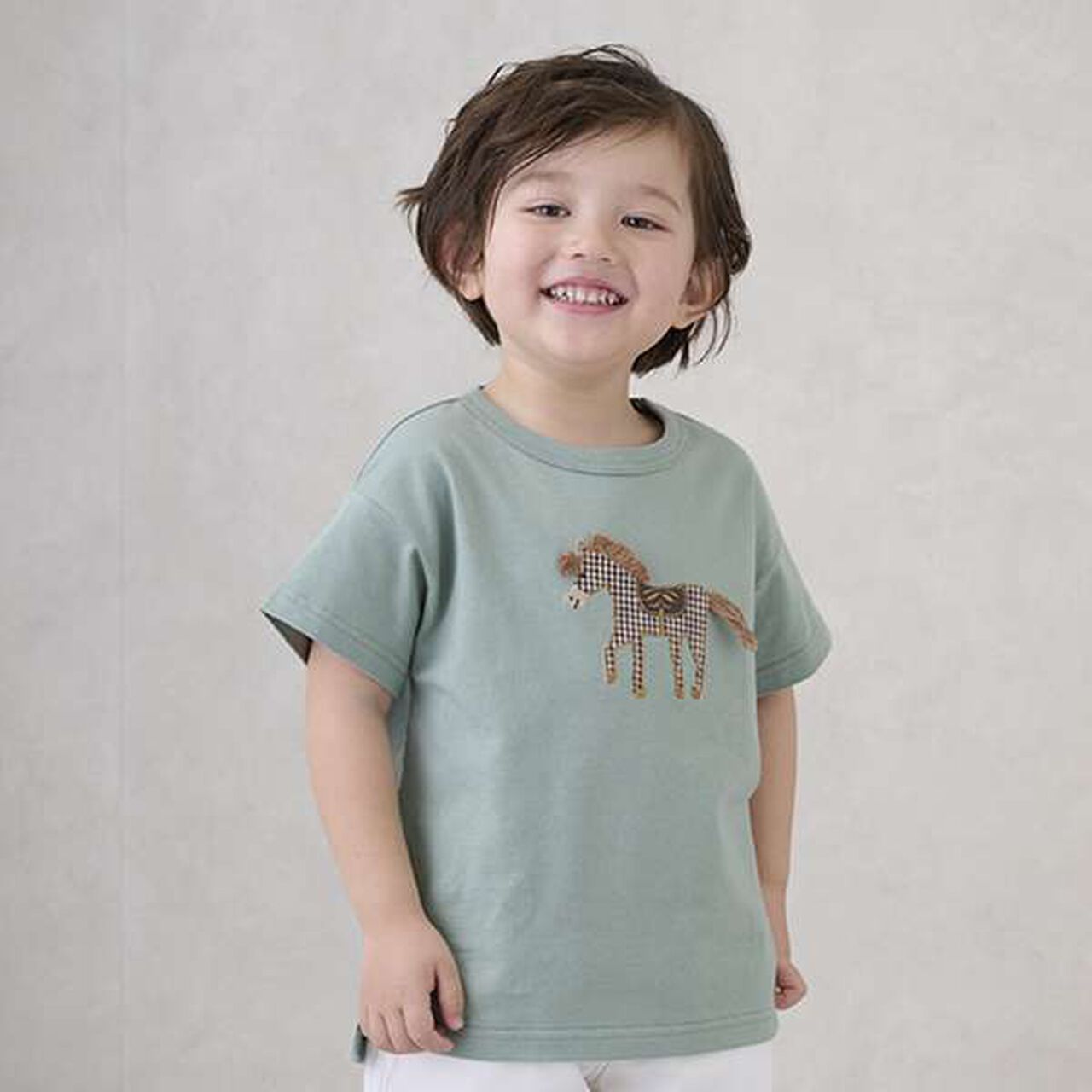 Appliqu&eacute; Car Pony Short Sleeve T-Shirt,Smoke white, large image number 24