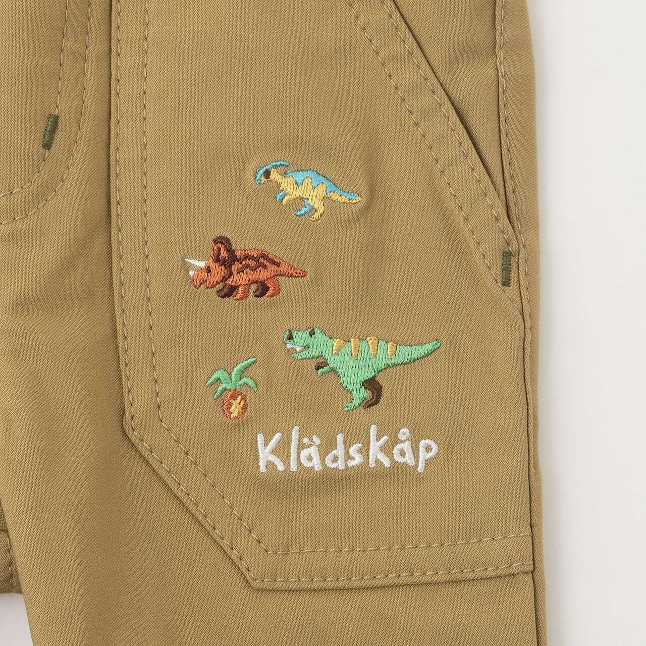 Dinosaur Cuffed Long-Length Straight Pants,Beige, large image number 6