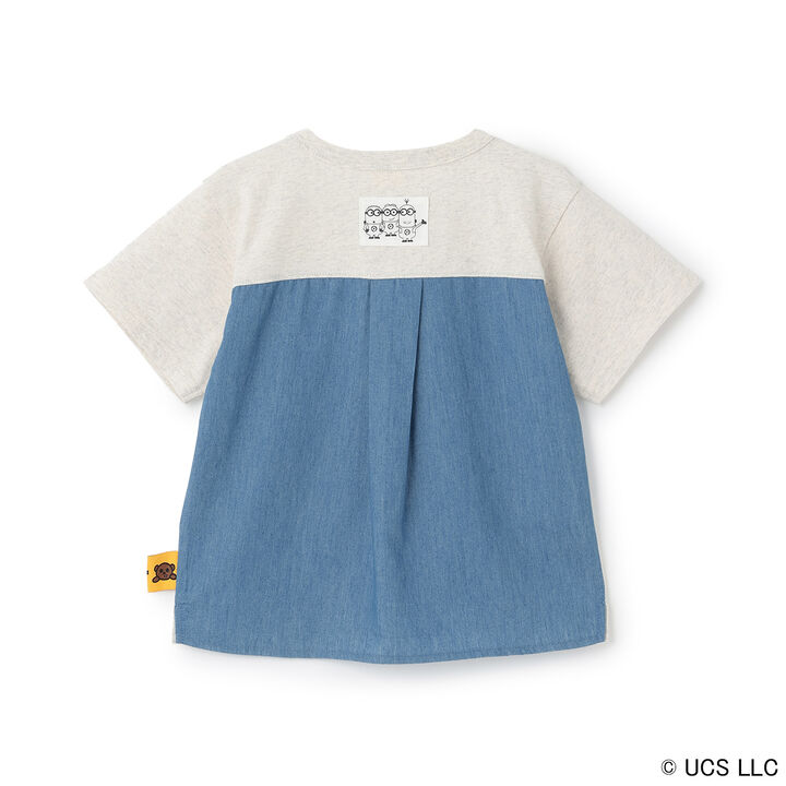 [Minion] Short Sleeve T-Shirt with Woven Fabric Panels,Navy, medium image number 6