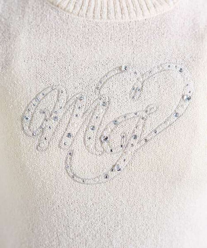 Jewel Logo Short-Sleeve Knitwear,Ivory, medium image number 6