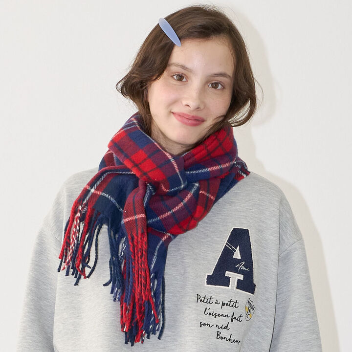 [Anti-Static Finish] Cashmere Touch Checkered Scarf,, medium