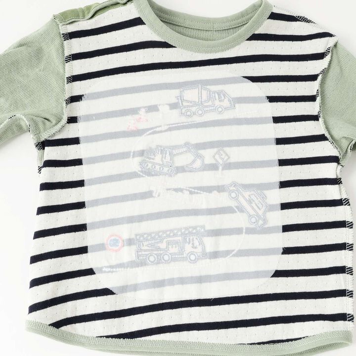 [Restock] Car Embroidery Long-Sleeve T-Shirt,Light khaki, medium image number 4