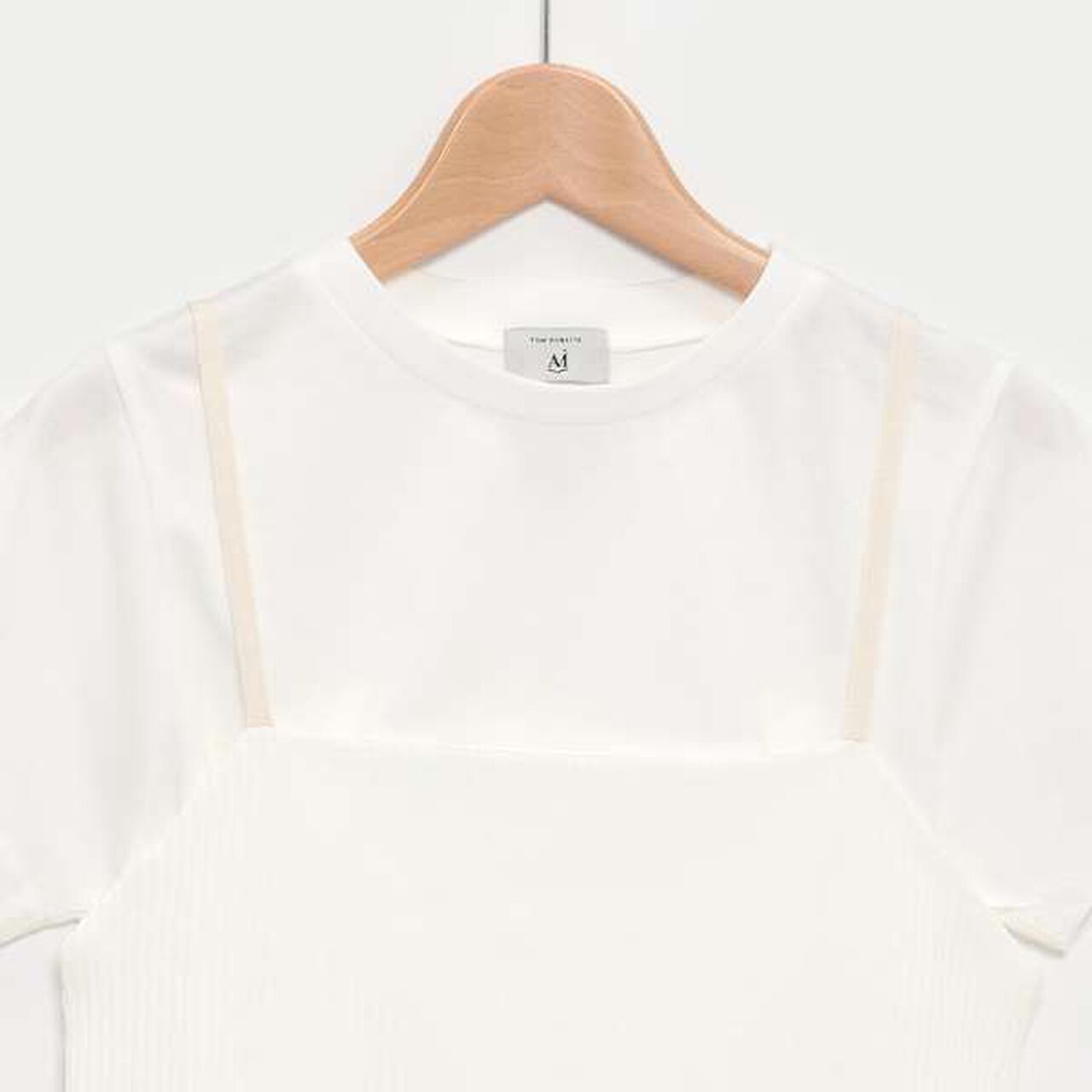 [AMI] Rib Panel Camisole Dress Inner T-Shirt Set,Black, large image number 13