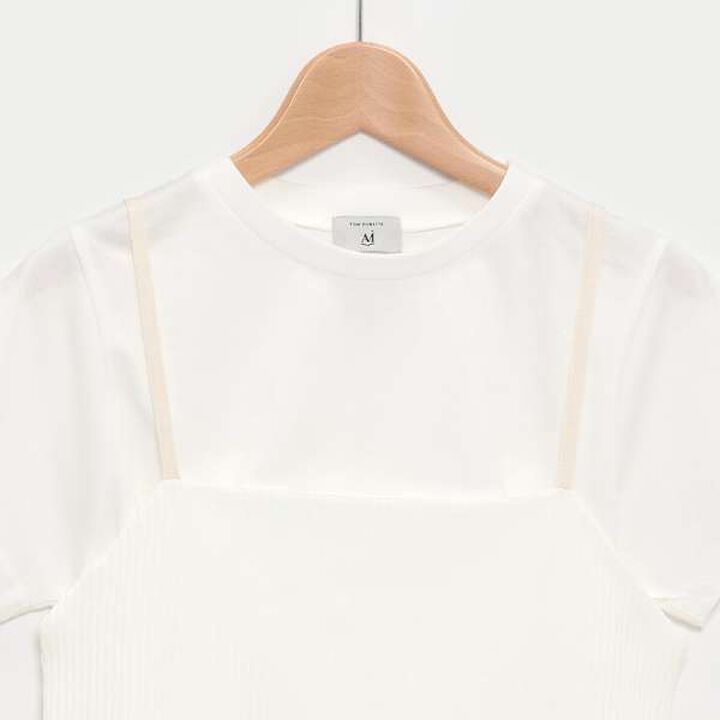 [AMI] Rib Panel Camisole Dress Inner T-Shirt Set,Black, medium image number 13