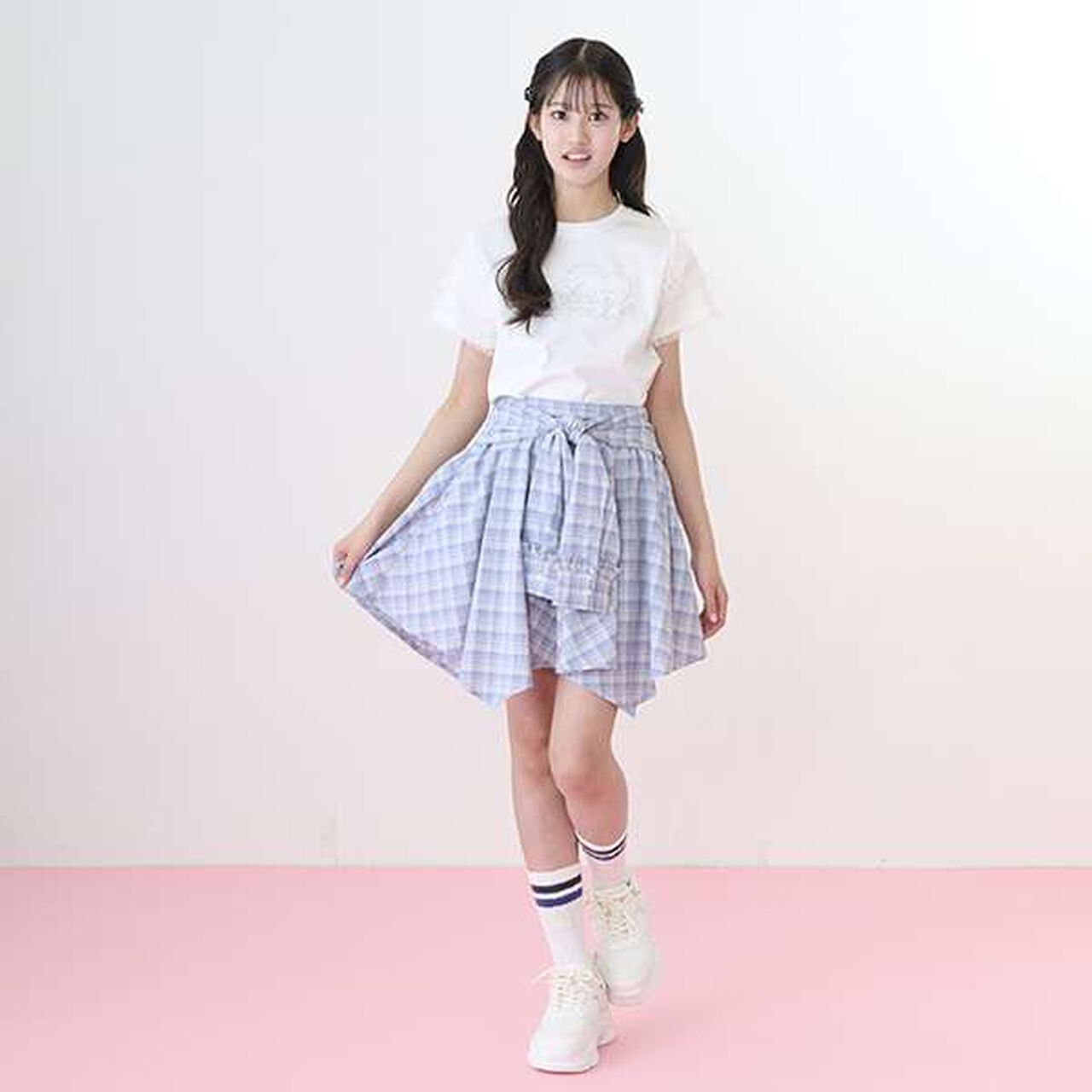 Knot Shirt Style Skirt with Shorts,Light gray, large image number 11