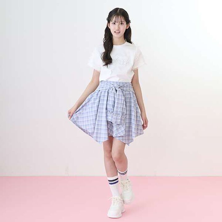 Knot Shirt Style Skirt with Shorts,Light gray, medium image number 11