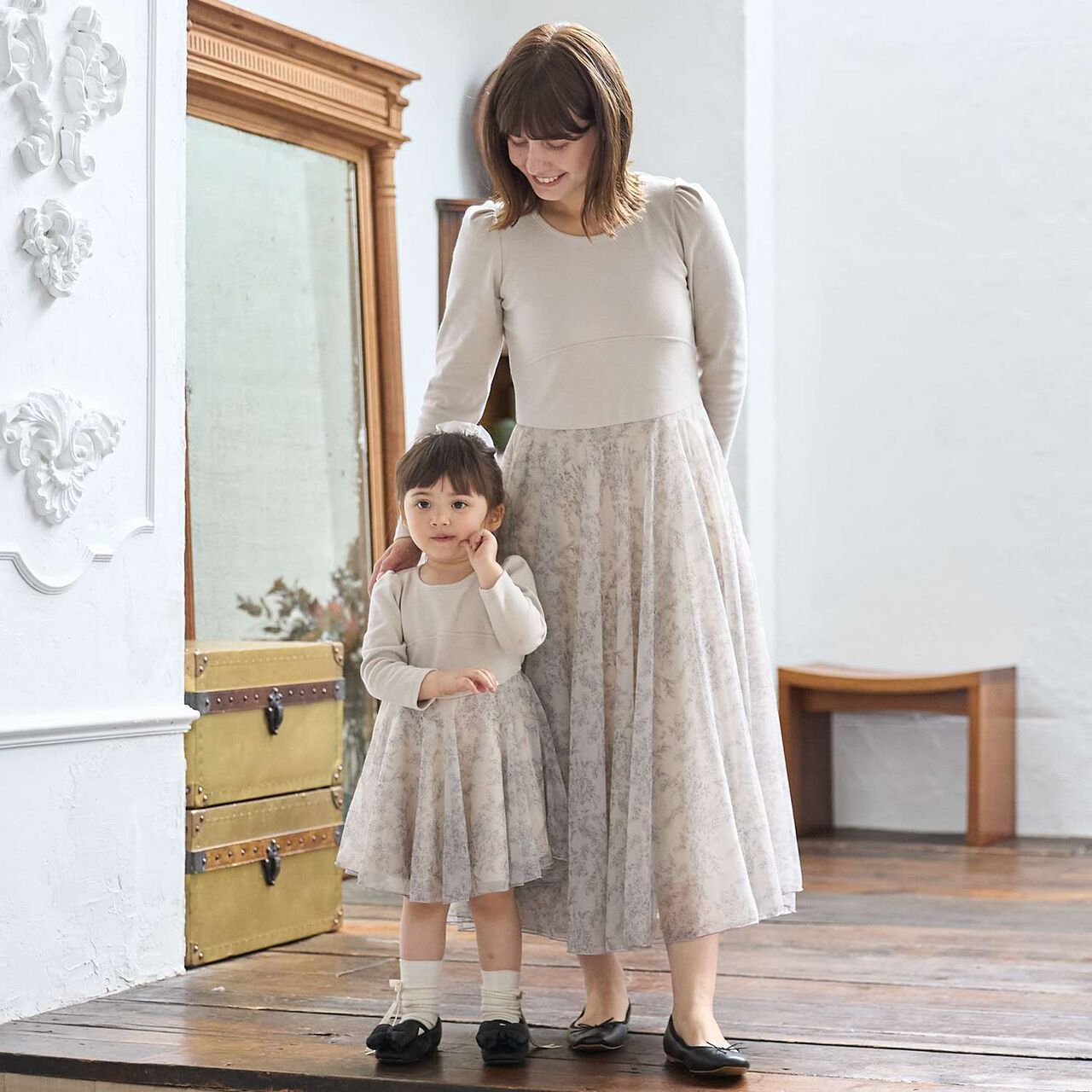 [Link] Flare Tulle One-Piece Dress,Charcoal gray, large image number 4