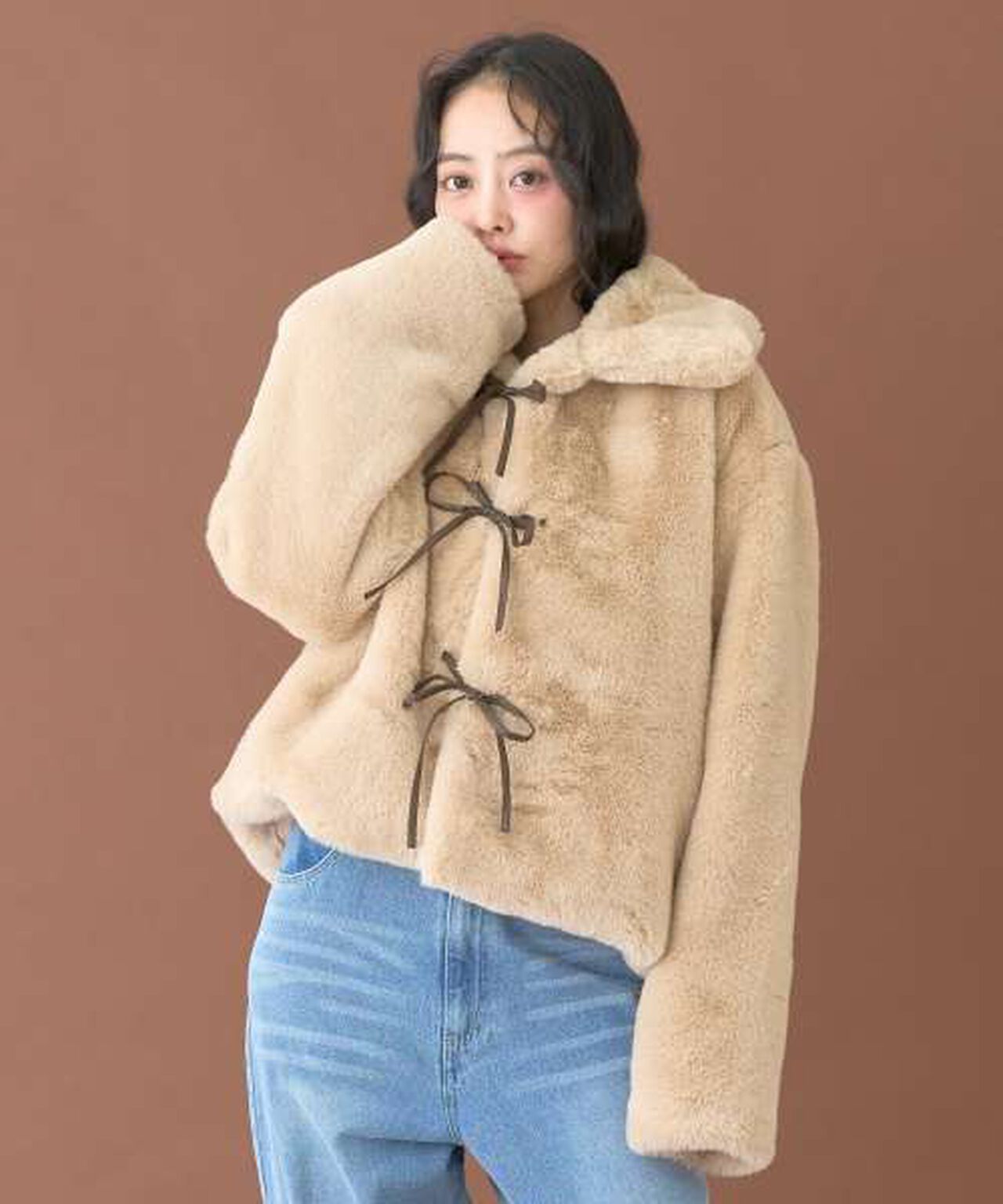 Short Fur Coat [Korean Fashion],Beige, large image number 1