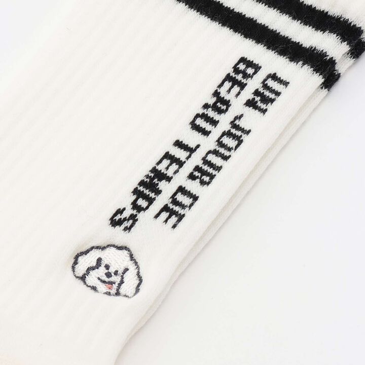 Dog Embroidered Ribbed Crew Socks,Black, medium image number 1