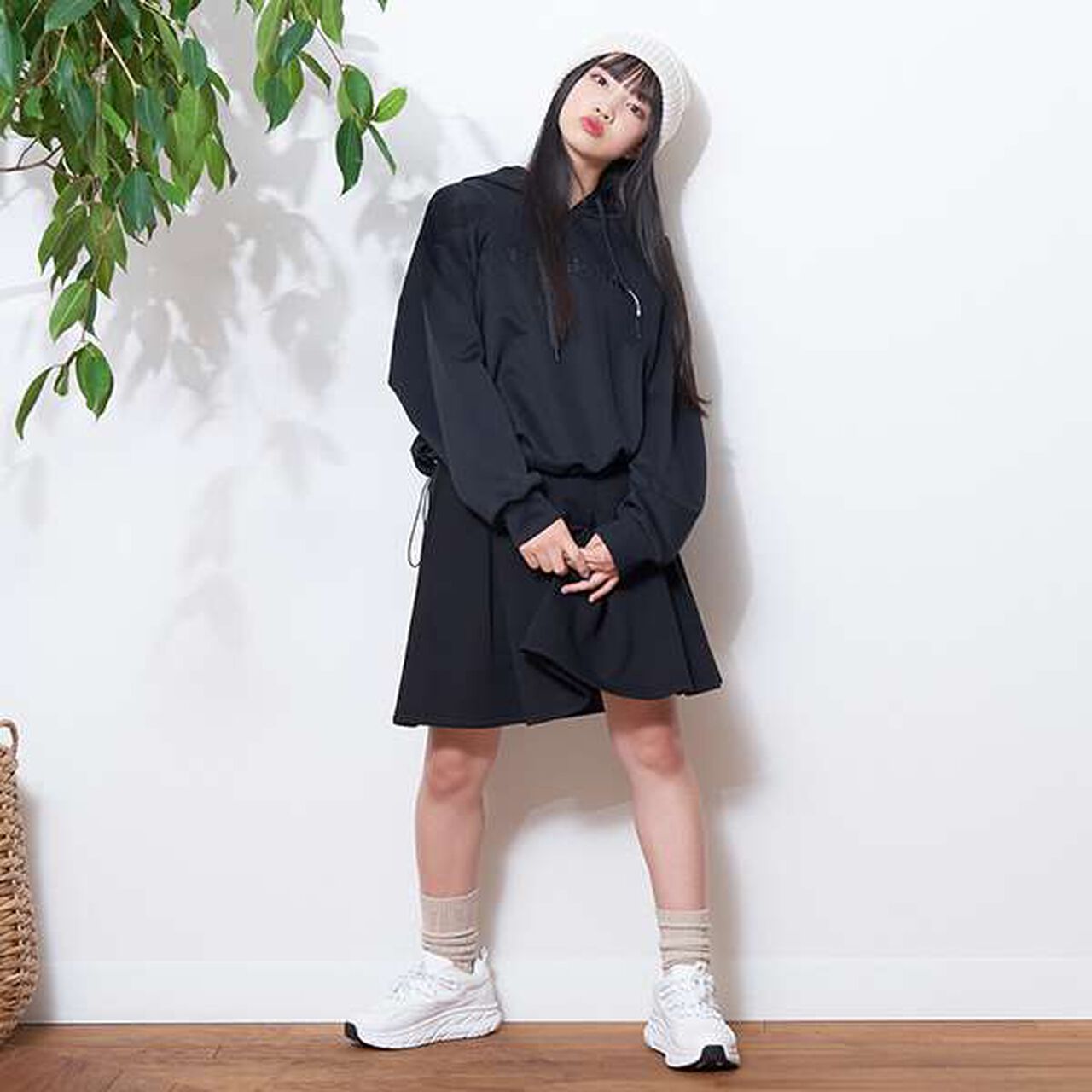 [LTXC] Flare Skirt with Inner Pants Included - Cardboard Box Design,Black, large image number 6