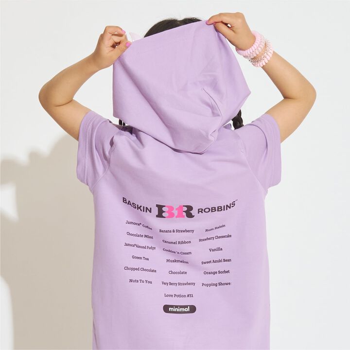 [31 Ice Cream] Cold-Shoulder Short-Sleeve Hoodie Dress,Lavender, medium image number 3