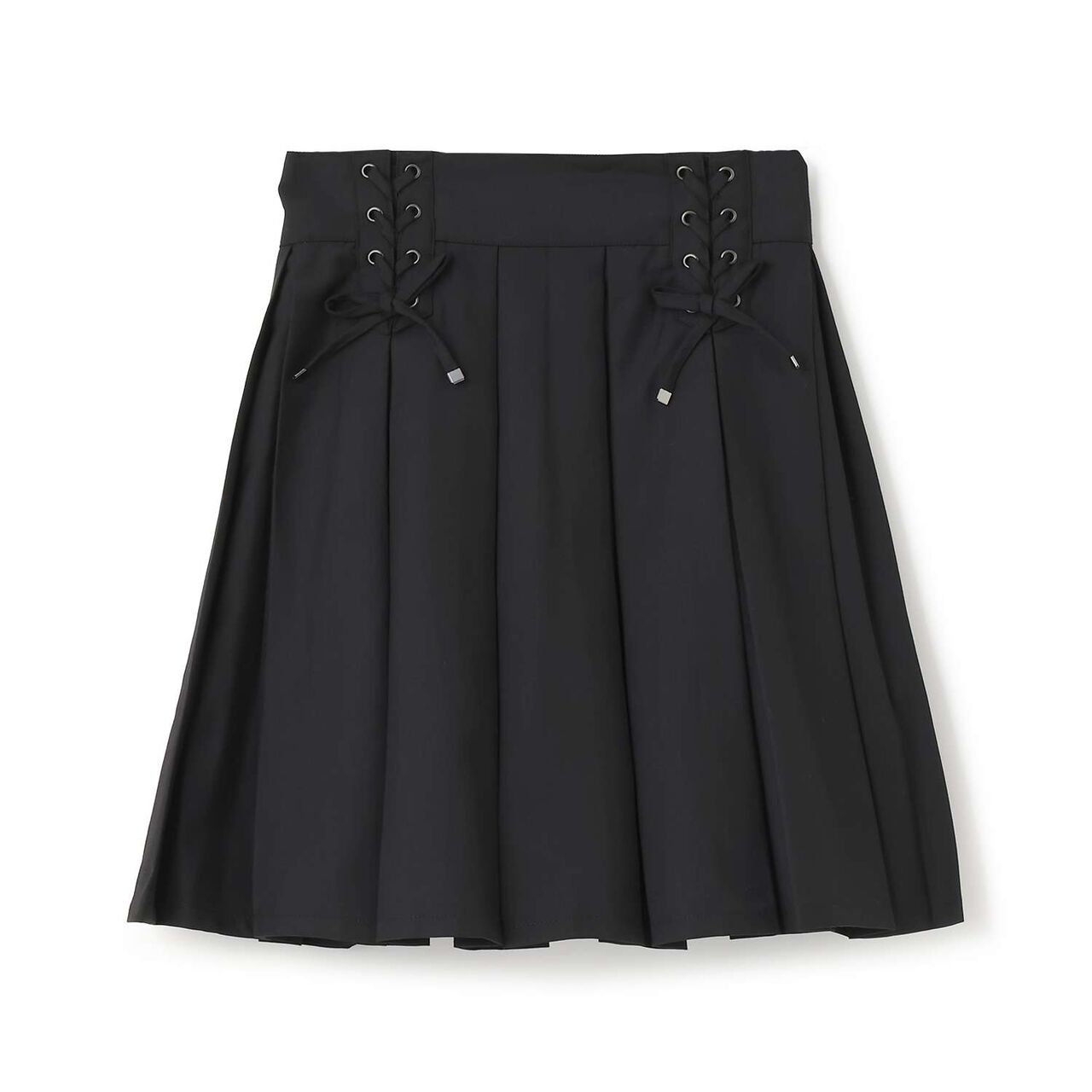 Box Pleats Lace-up Skirt with Shorts,Black, large image number 0