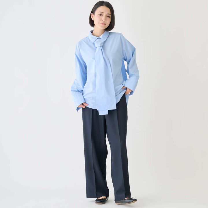[Formal] Blouse with Tie,Blue, medium image number 4