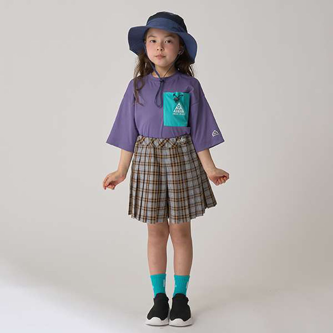 Check Pleats Culottes,Turquoise, large image number 18