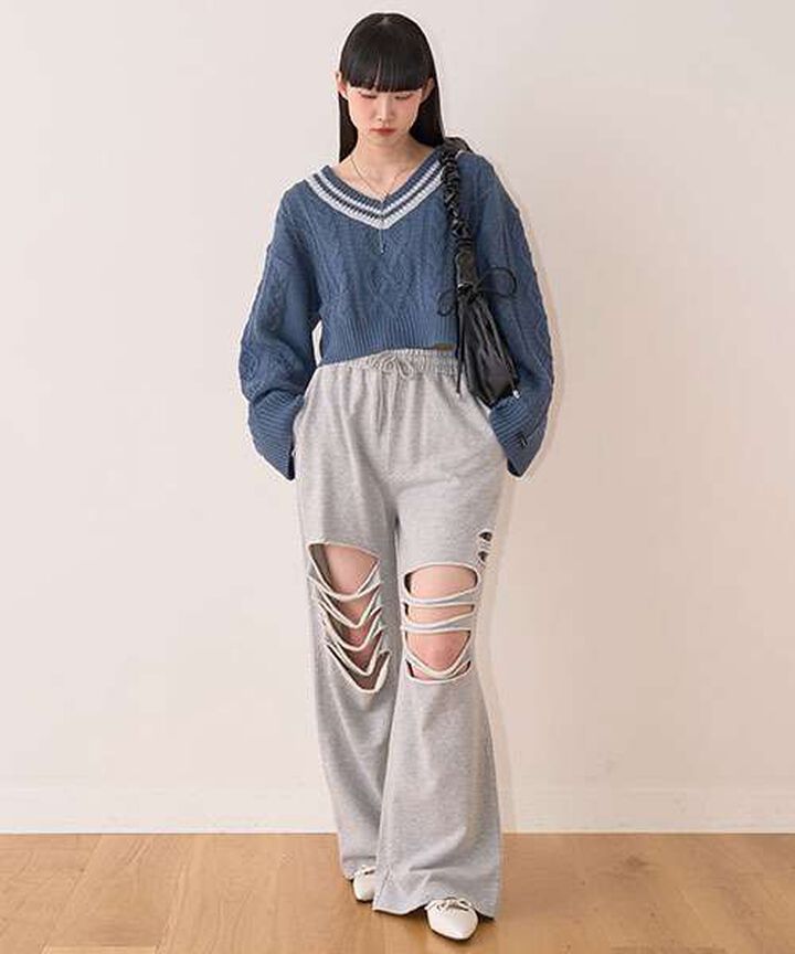 Damage Sweatpants,Charcoal gray, medium image number 2