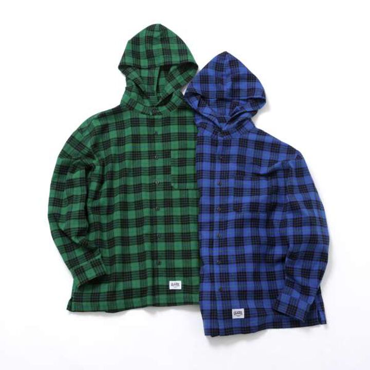 Hooded Check Shirt,Blue, medium image number 2