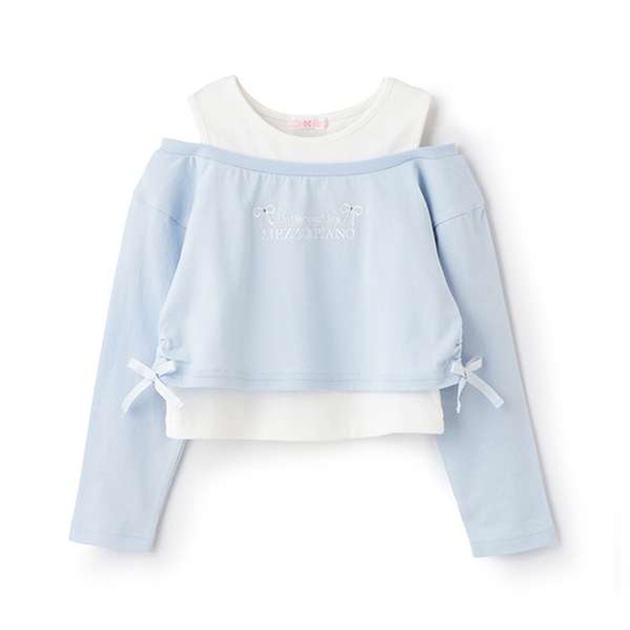 Layered Short-Length Long-Sleeve T-Shirt,Sax blue, large image number 0