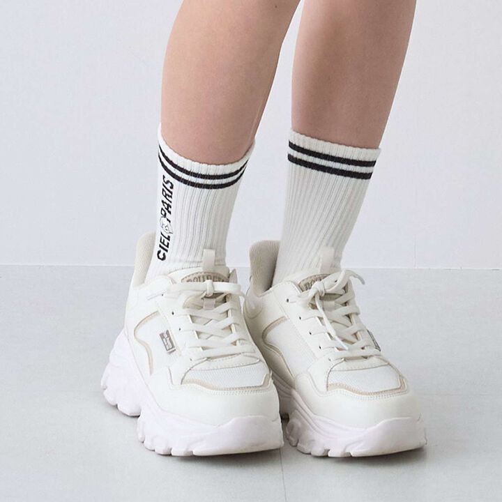 [Antibacterial Deodorizing] Ribbed Crew Socks with Dog Embroidery and Stripe,, medium