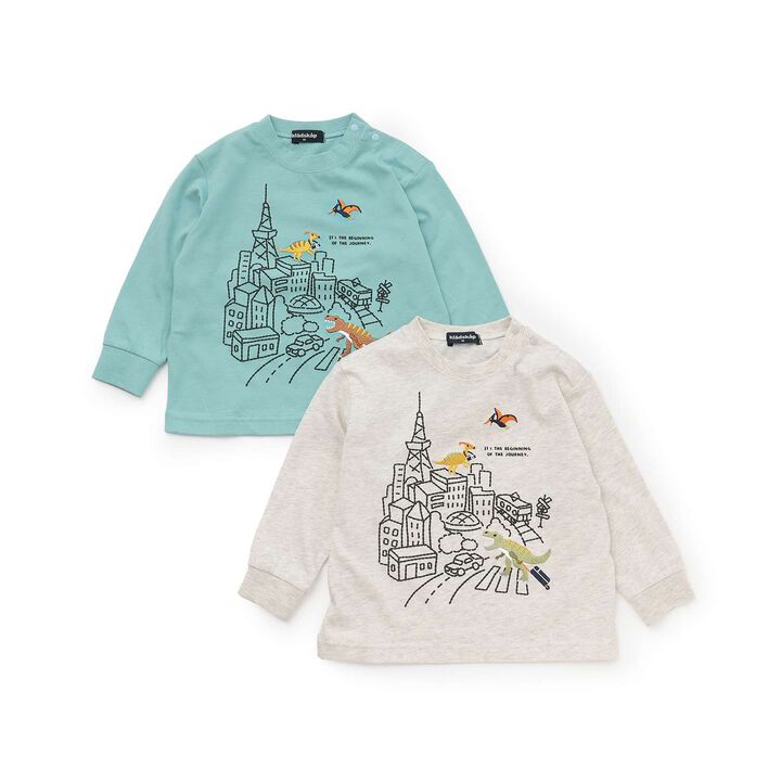 [Restock] Travel Dinosaur Long-Sleeve T-Shirt,Milky white, medium image number 7