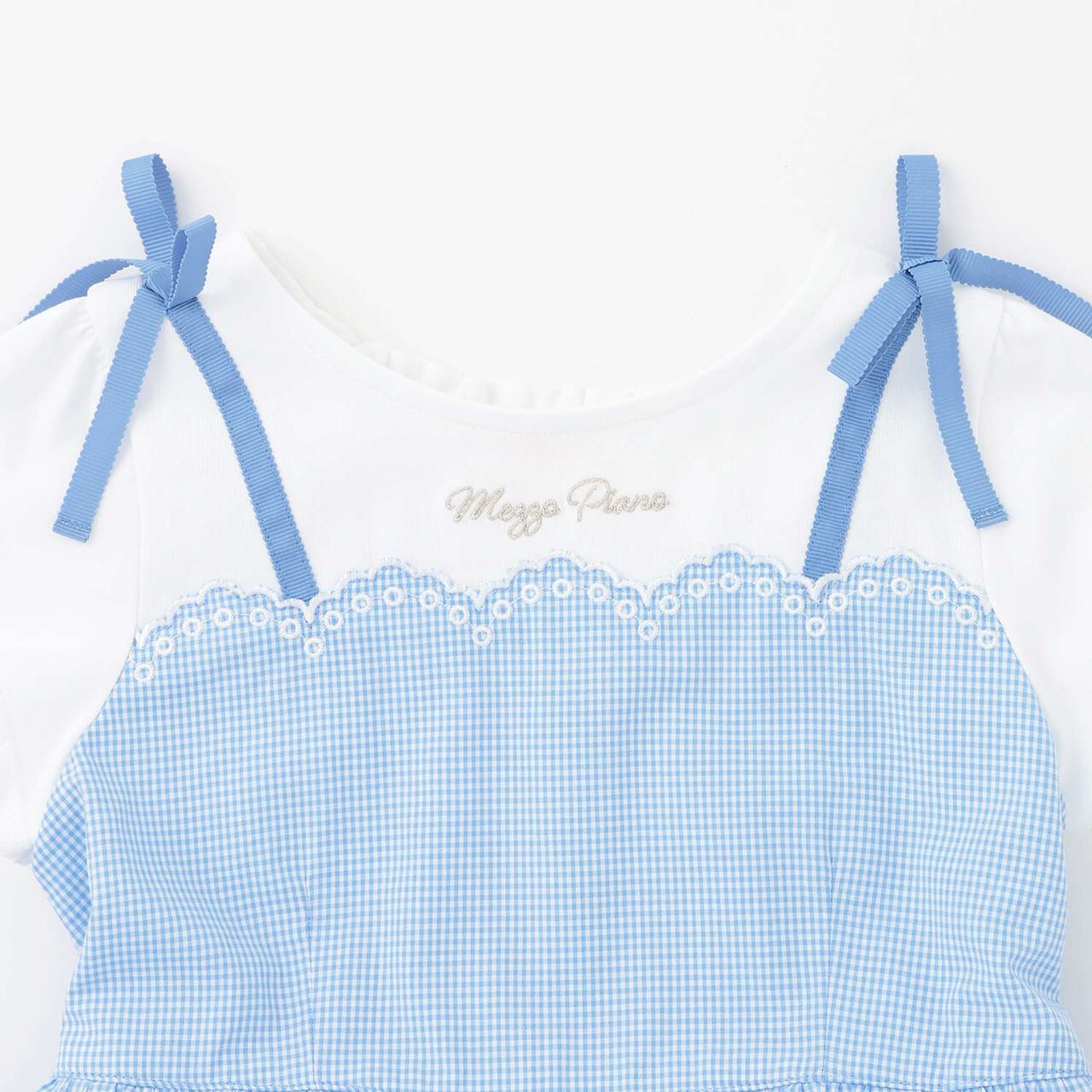 [Restocked] Cutwork Gingham Docking Dress,Sax blue, large image number 2