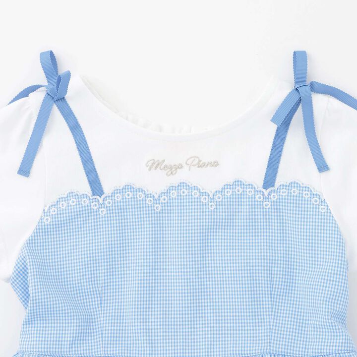 [Restocked] Cutwork Gingham Docking Dress,Sax blue, medium image number 2