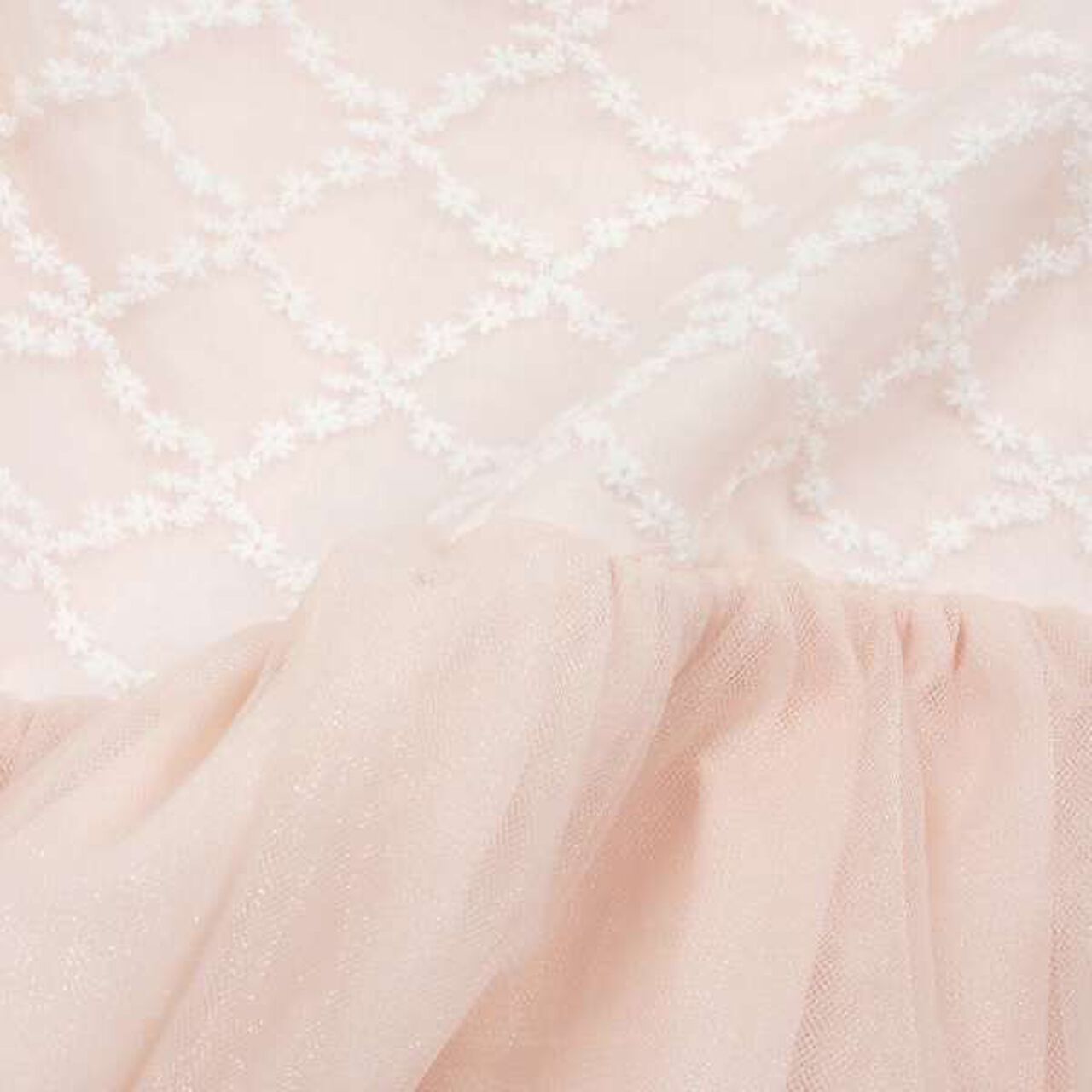 Flower Lace Tulle One-Piece Dress,Cream, large image number 3