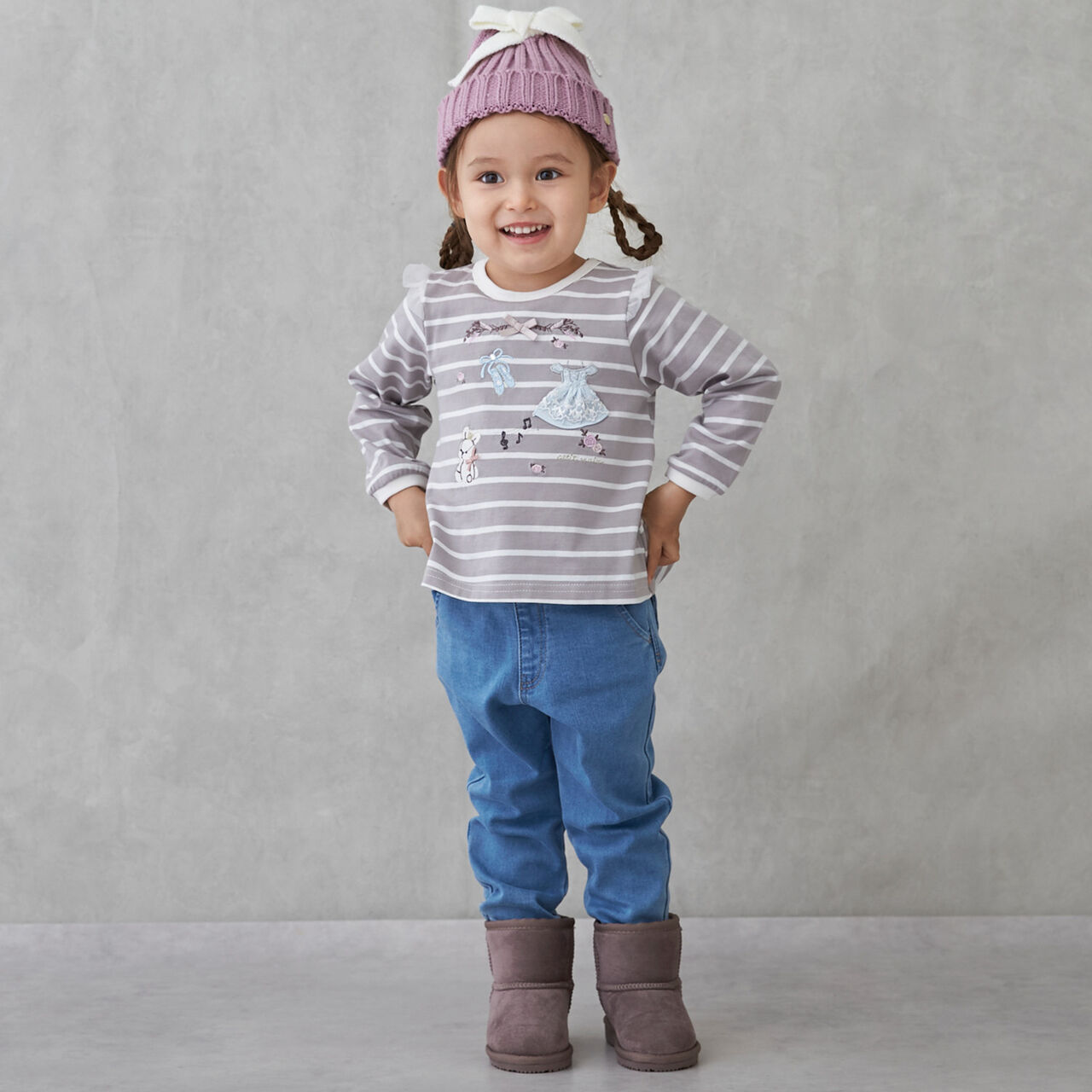 Wool Lined Denim Barrel Pants,Sax blue, large image number 0