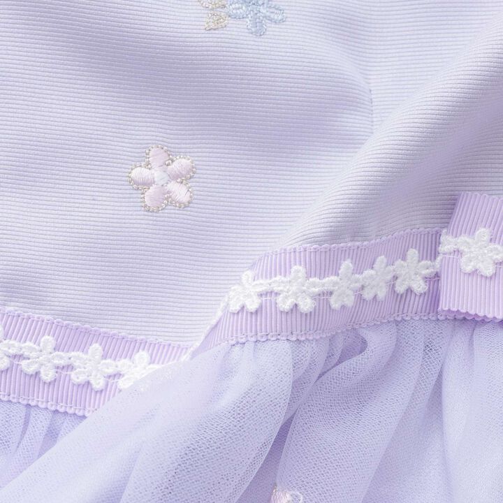 Flower Embroidery Tulle One-Piece Dress,Lavender, medium image number 9