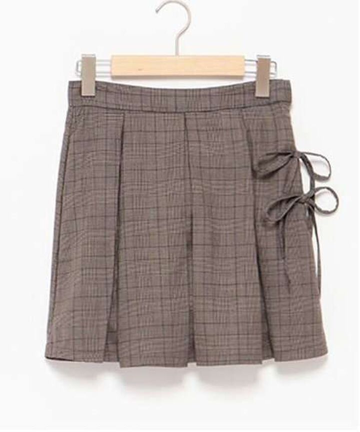 Ribbon Pleated Skirt,Gray, medium image number 14