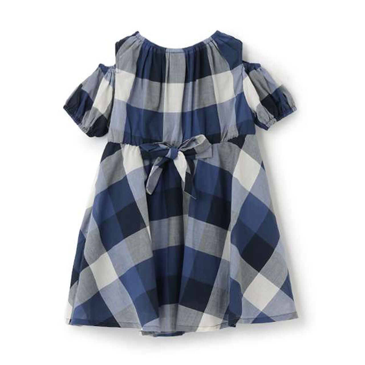 [Link] Off-Shoulder Check One-Piece Dress,Blue, large image number 16